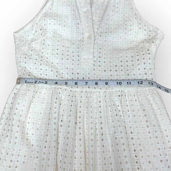 CK Bradley Eyelet Ruffle Mock‎ Neck Sleeveless Tiered Maxi Dress White S - Picture 5 of 11